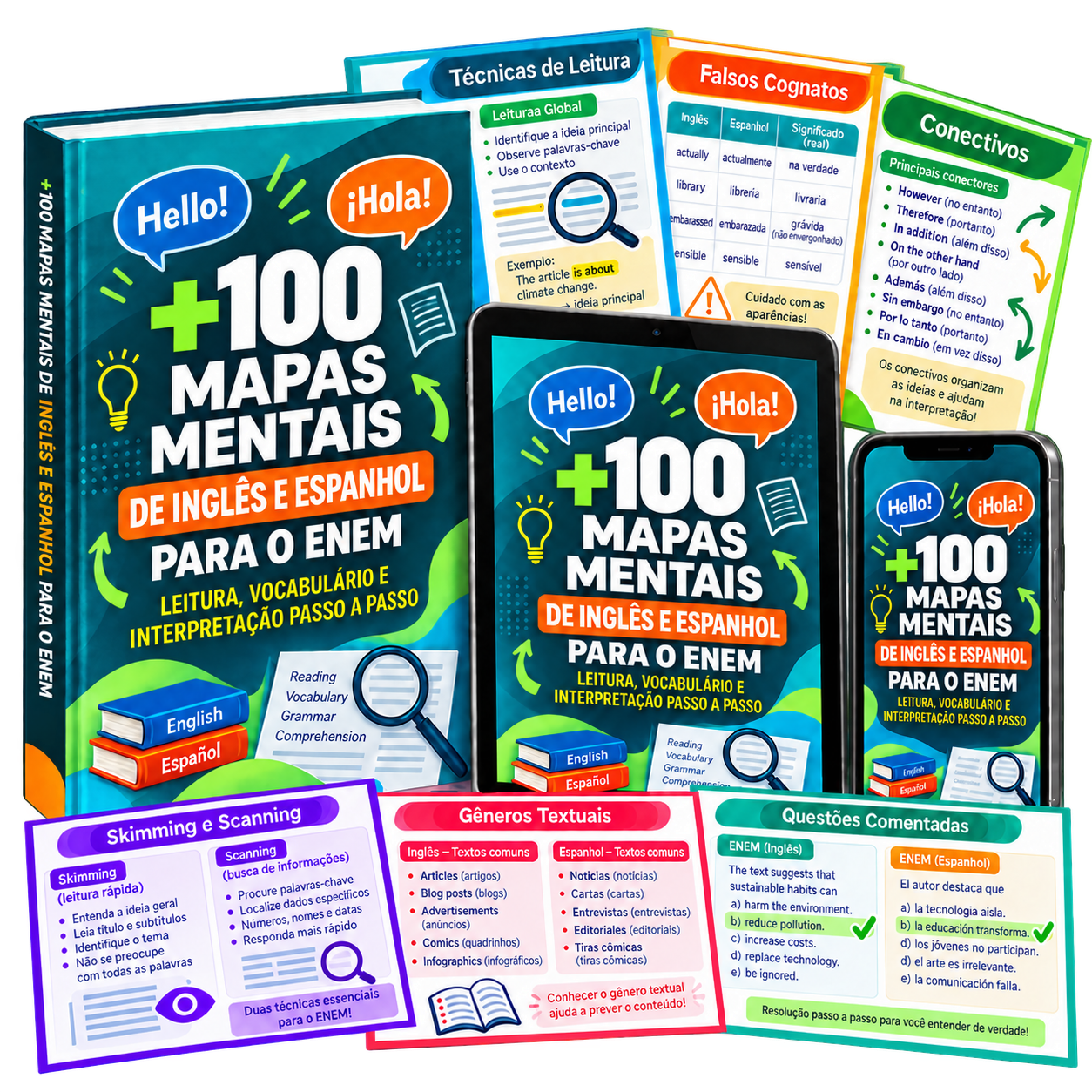 Kit Completo Inglês e Espanhol ENEM
